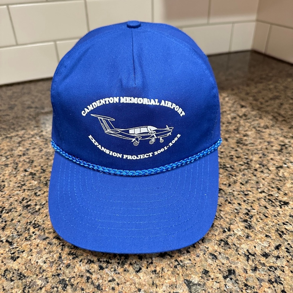 Vtg Nissin Cap Camdenton Memorial Airport Project 2001-2002 Blue Adjustable Hat
